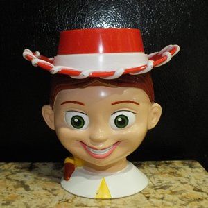 2001 Toy Story JESSIE Mug Disney On Ice Plastic Flip Top Cup w Lid Cowgirl Hat